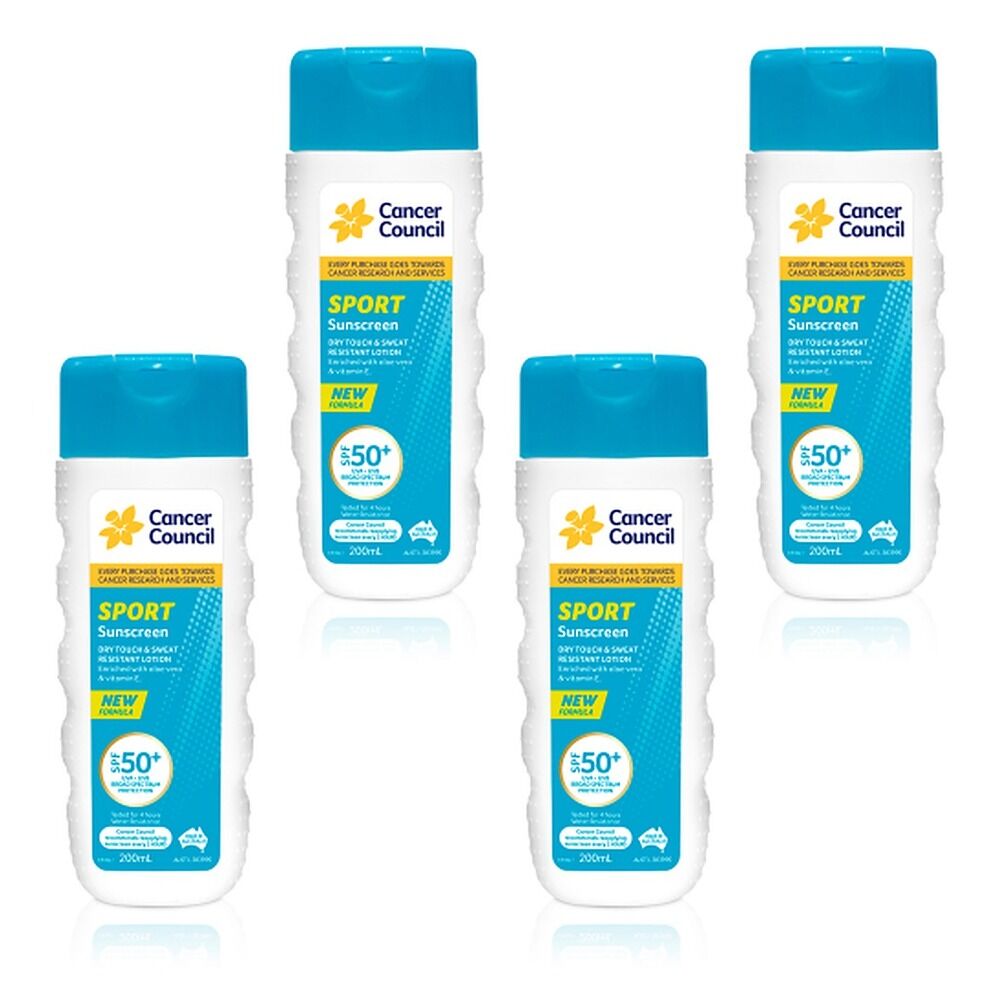 Cancer Council Sport Sunscreen Dry Touch & Sweat Resistant Lotion SPF Pack of 4