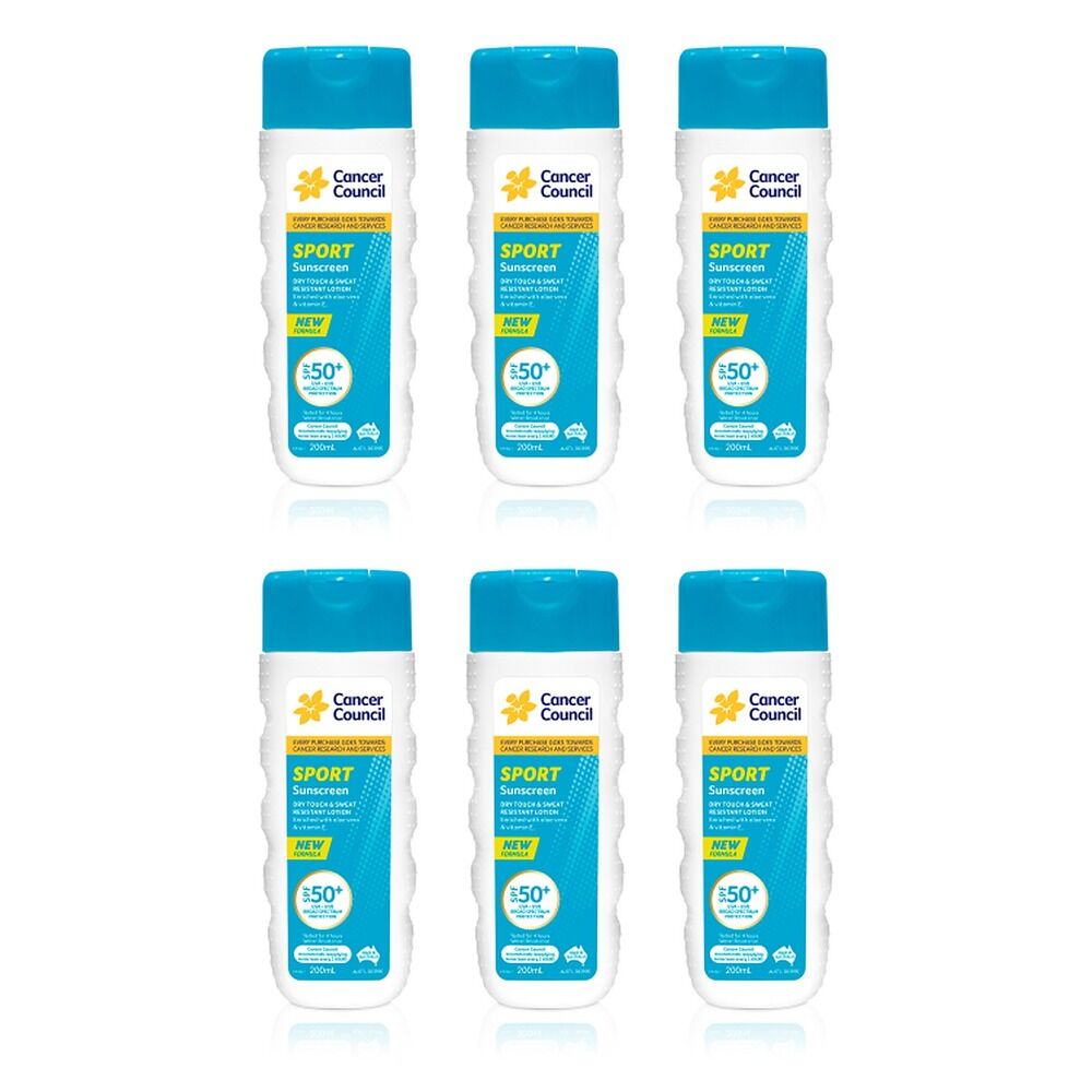 Cancer Council Sport Sunscreen Dry Touch & Sweat Resistant Lotion SPF Pack of 6