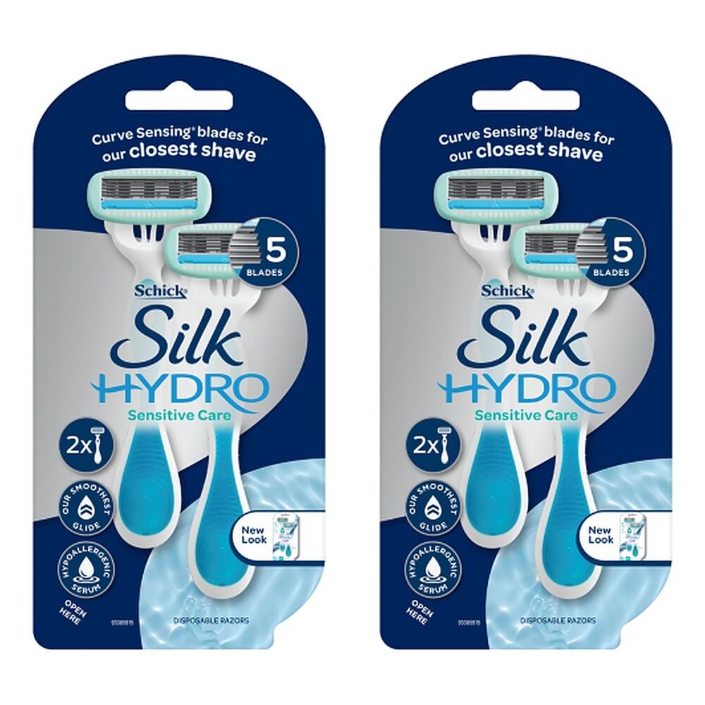 Schick Silk Hydro Sensitive Care Disposable Razors 2 Pack Bundle of 2