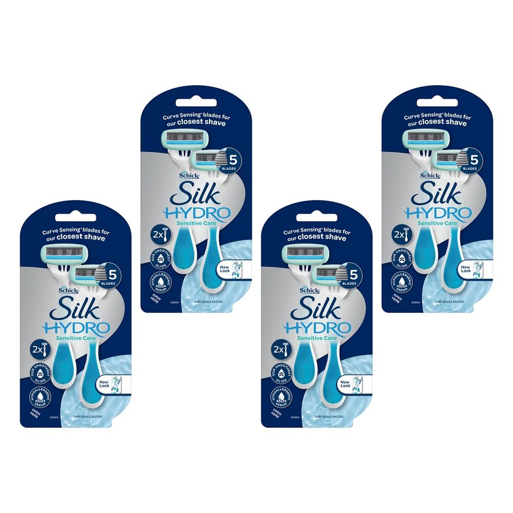 Schick Silk Hydro Sensitive Care Disposable Razors 2 Pack Bundle of 4