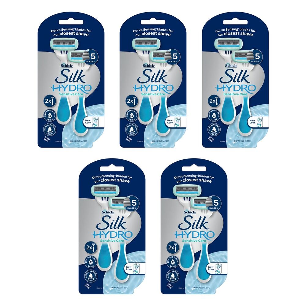 Schick Silk Hydro Sensitive Care Disposable Razors 2 Pack Bundle of 5