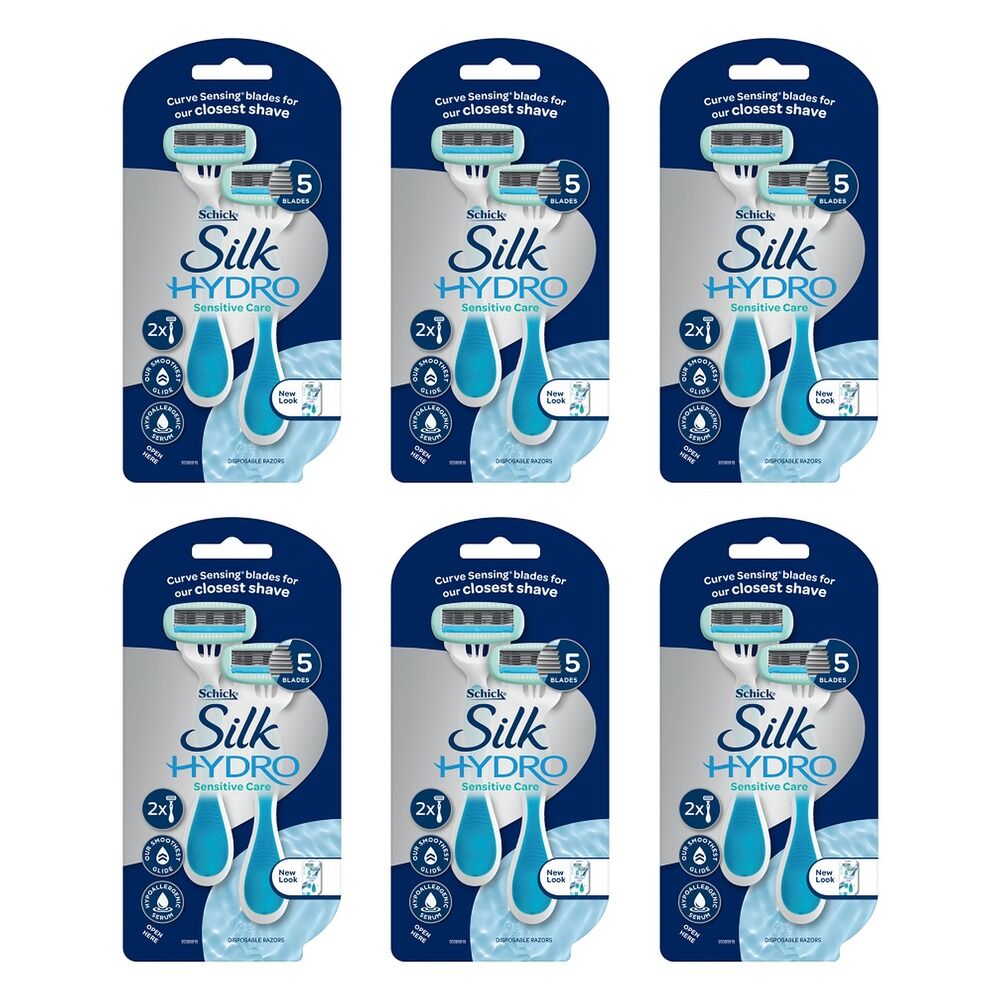 Schick Silk Hydro Sensitive Care Disposable Razors 2 Pack Bundle of 6