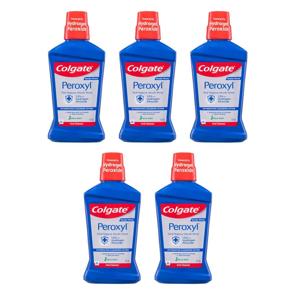 Colgate Peroxyl Oral Hygiene Mouth Rinse 473mL Pack of 5