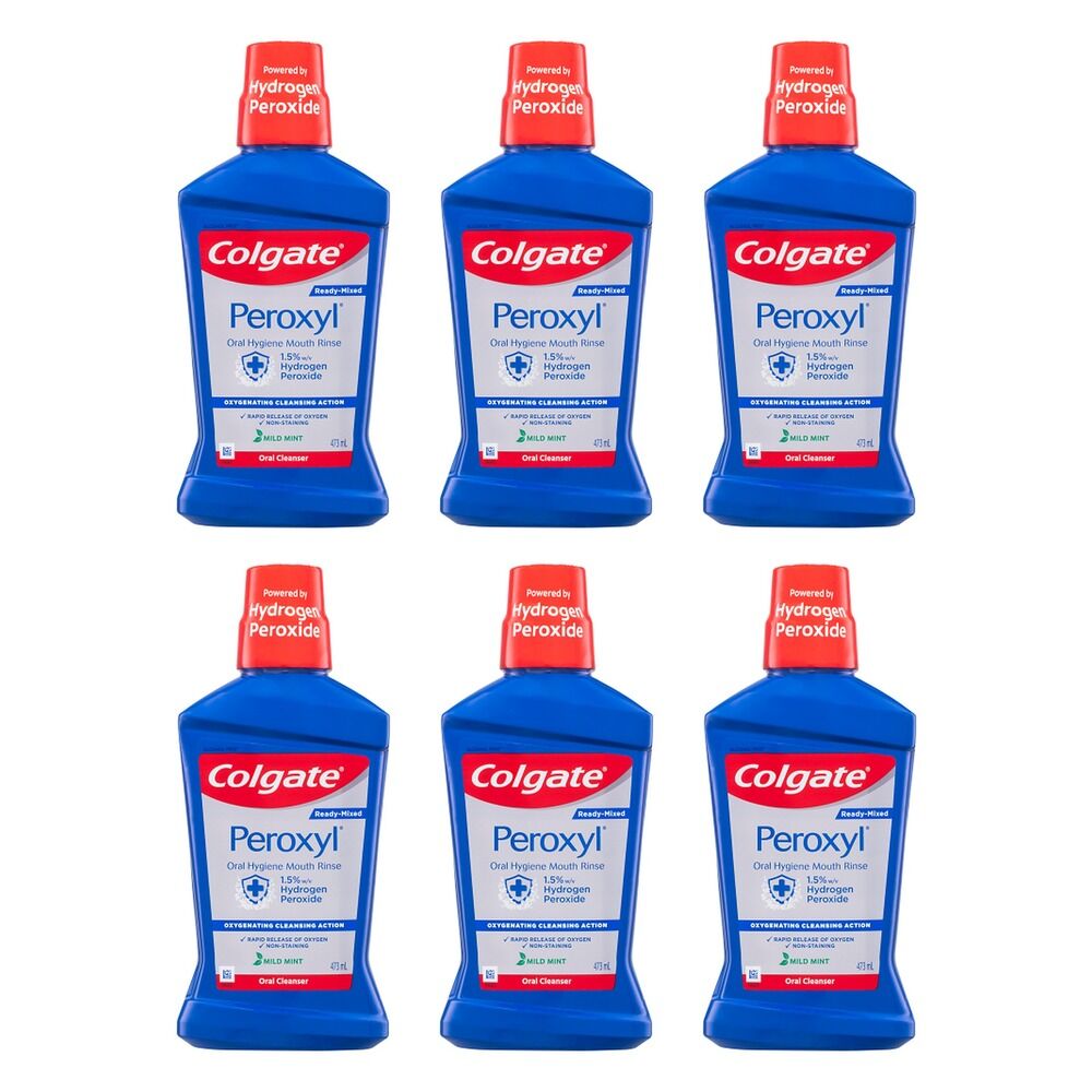 Colgate Peroxyl Oral Hygiene Mouth Rinse 473mL Pack of 6
