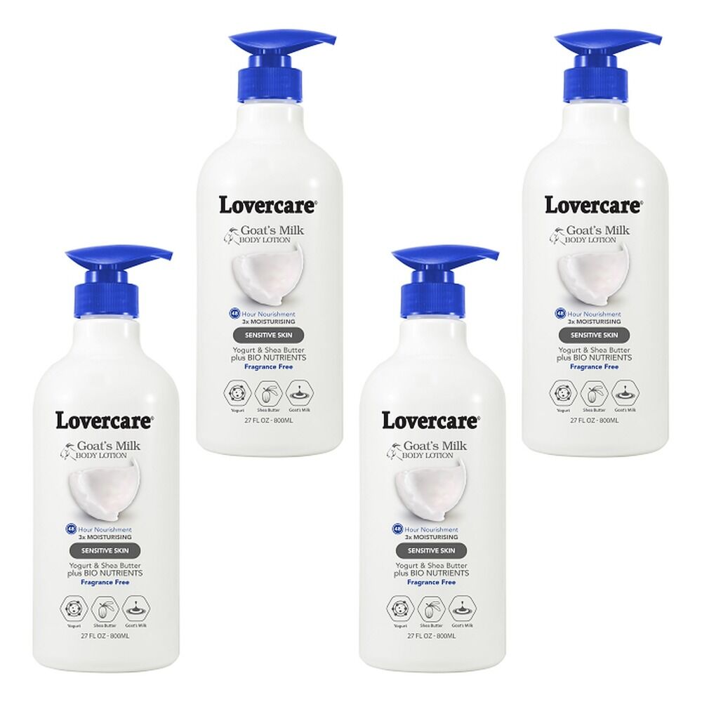 Lovercare Goat's Milk Body Lotion, Sensitive Skin, 800mL Pack of 4