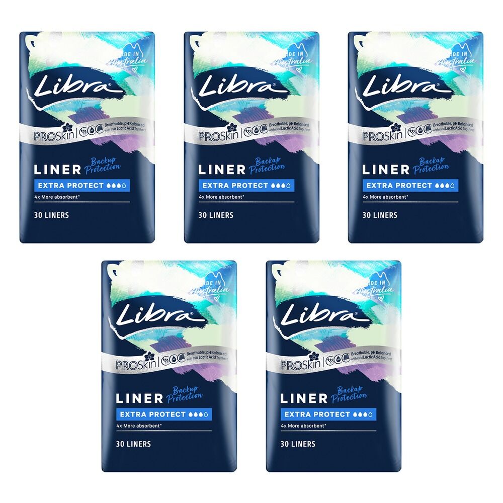 Libra Extra Protect Liners ProSkin 30 Pack x 6 Bundle of 5