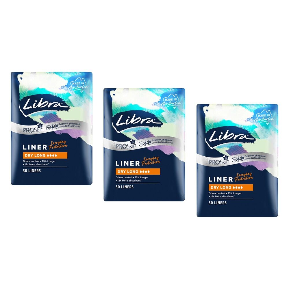 Libra Dry Long Liners ProSkin 30 Pack x 6 Bundle of 3