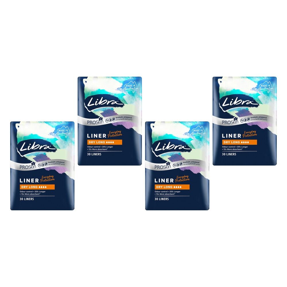 Libra Dry Long Liners ProSkin 30 Pack x 6 Bundle of 4