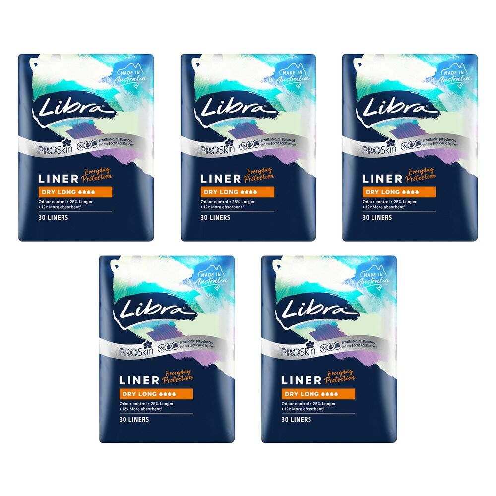 Libra Dry Long Liners ProSkin 30 Pack x 6 Bundle of 5