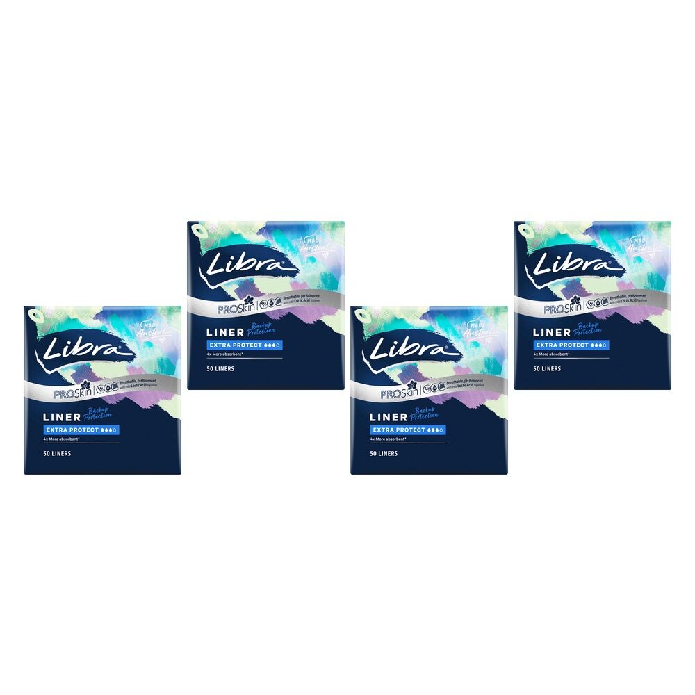 Libra Extra Protect Liners ProSkin 50 Pack x 4 Bundle of 4