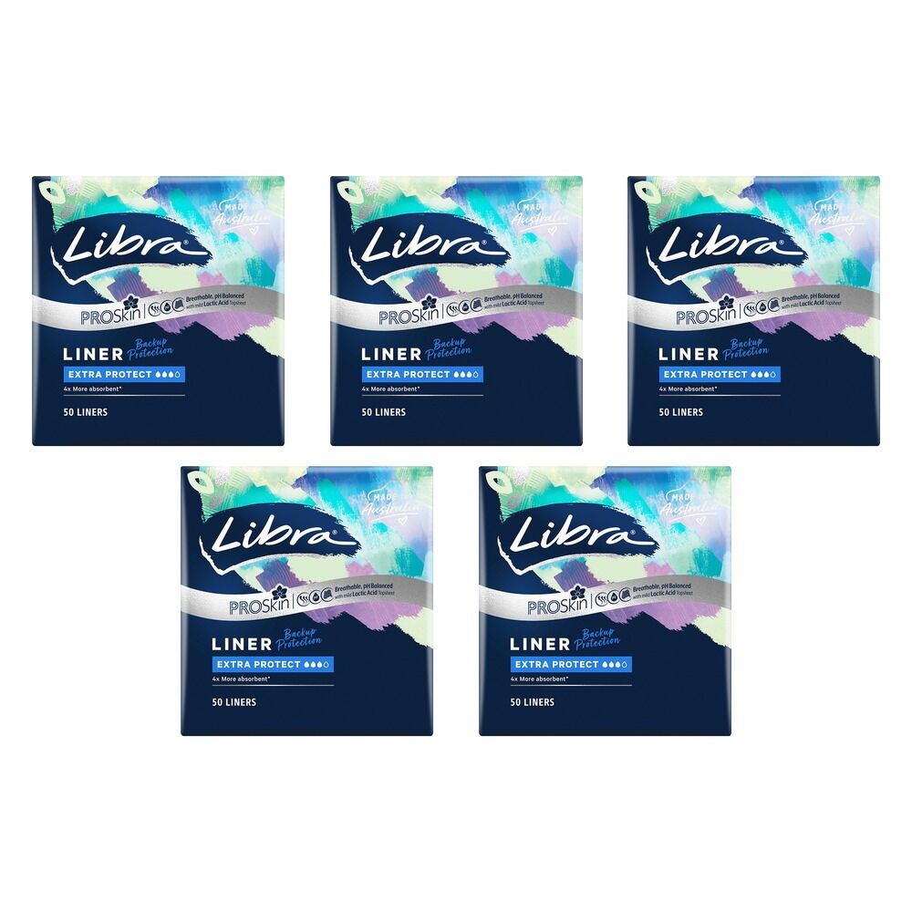 Libra Extra Protect Liners ProSkin 50 Pack x 4 Bundle of 5