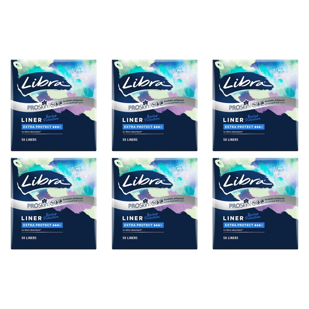 Libra Extra Protect Liners ProSkin 50 Pack x 4 Bundle of 6