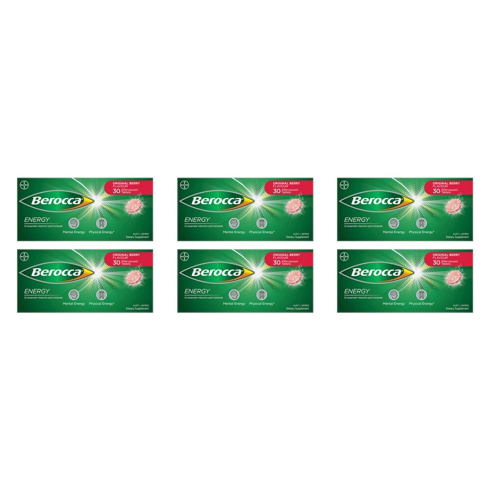 Berocca Energy Original Berry Flavour 30 Tablets Pack of 6