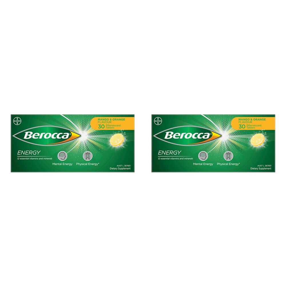 Berocca Energy Mango & Orange Flavour 30 Tablets Pack of 2