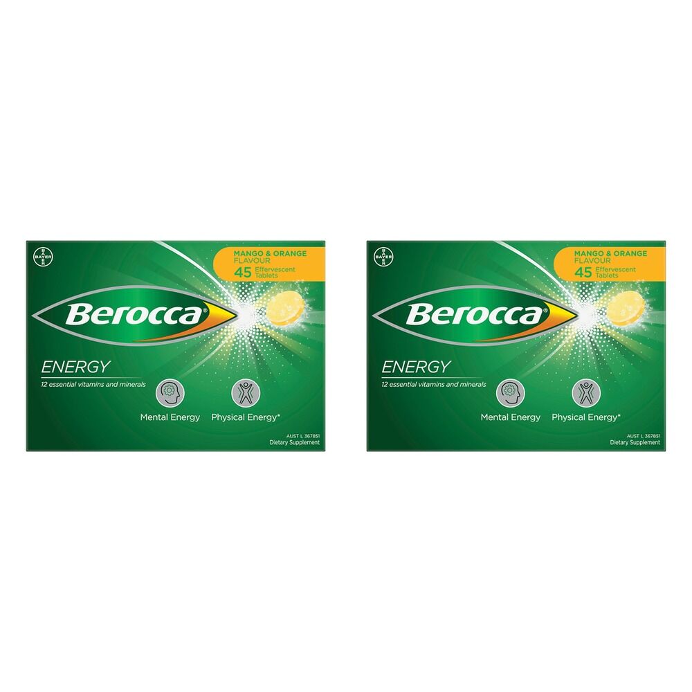 Berocca Energy Mango & Orange Flavour 45 Tablets Pack of 2