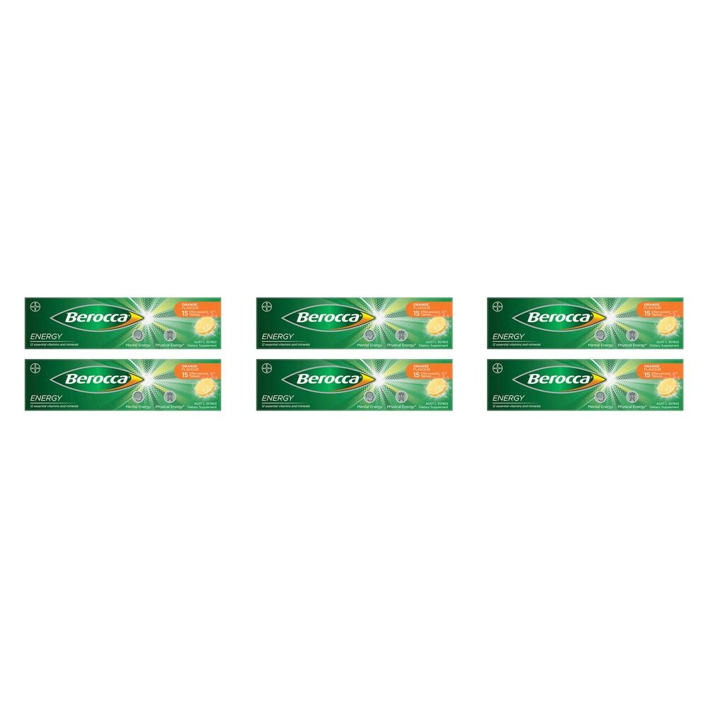 Berocca Energy Orange Flavour 15 Tablets Pack of 6