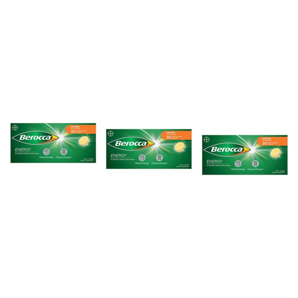 Berocca Energy Orange Flavour 30 Tablets Pack of 3