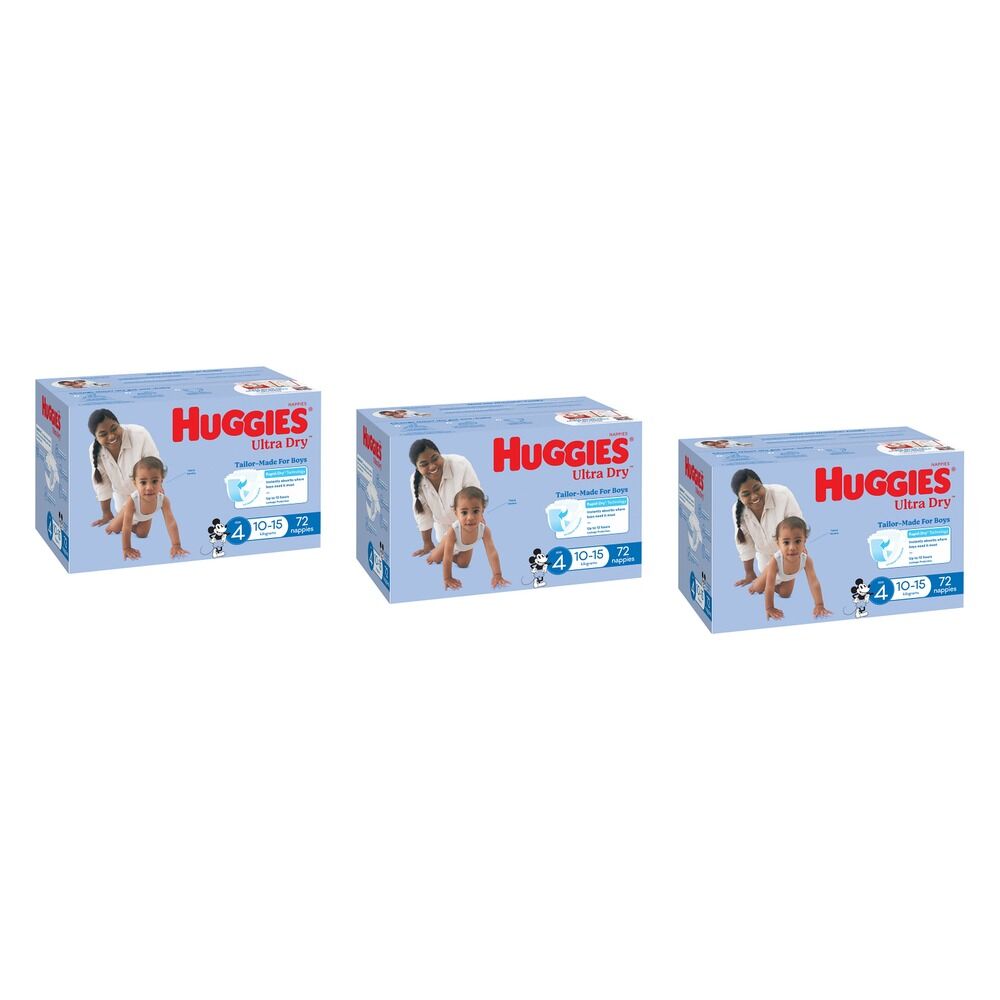 Huggies Jumbo UltraDry Nappies Toddler Boy 72 Pack Bundle of 3