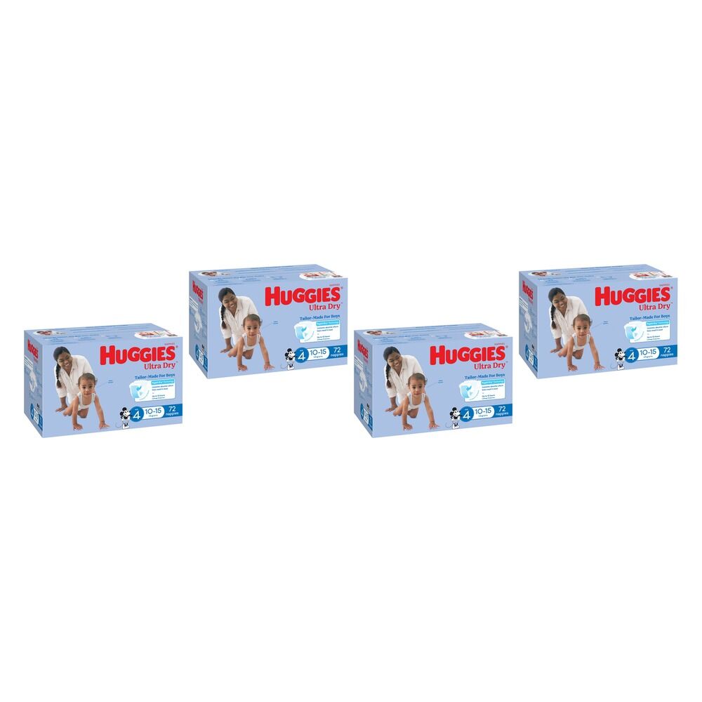 Huggies Jumbo UltraDry Nappies Toddler Boy 72 Pack Bundle of 4