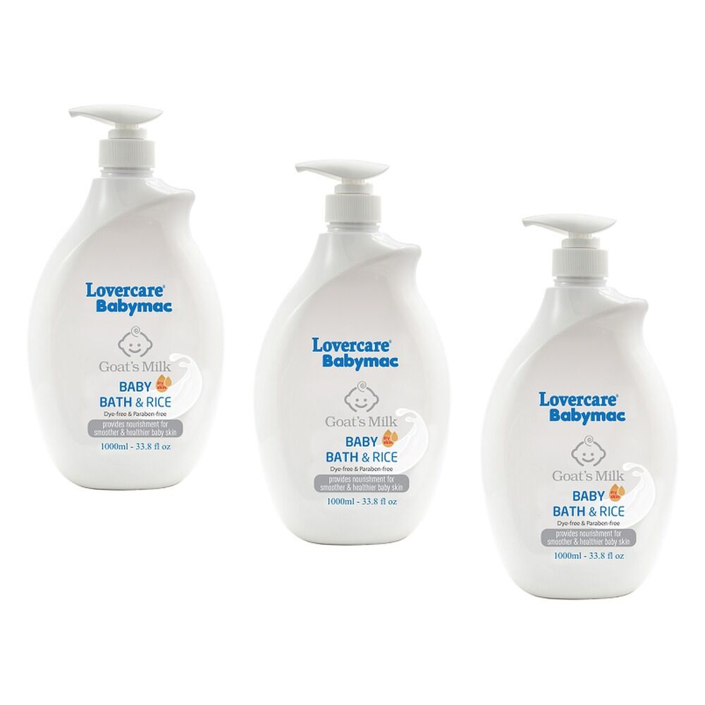 Lovercare Babymac Goat's Milk Baby Bath and Rice 1L x 3 Bundle of 3