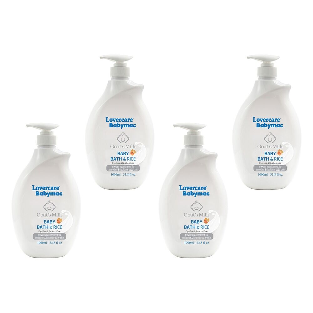 Lovercare Babymac Goat's Milk Baby Bath and Rice 1L x 3 Bundle of 4