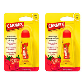 Carmex Strawberry Lip Balm Tube SPF 15 10g Pack of 2