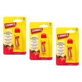 Carmex Strawberry Lip Balm Tube SPF 15 10g Pack of 3