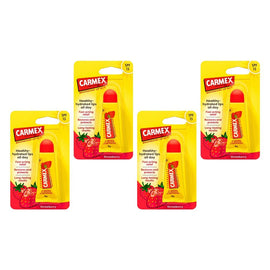 Carmex Strawberry Lip Balm Tube SPF 15 10g Pack of 4