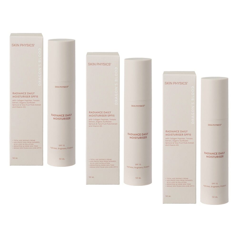 Skin Physics Dragon's Blood Radiance Daily Moisturiser 50mL Pack of 3