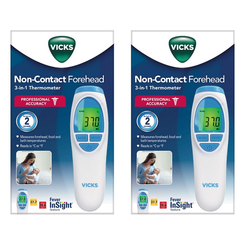 Vicks Non-Contact Forehead 3-in-1 Thermometer Pack of 2