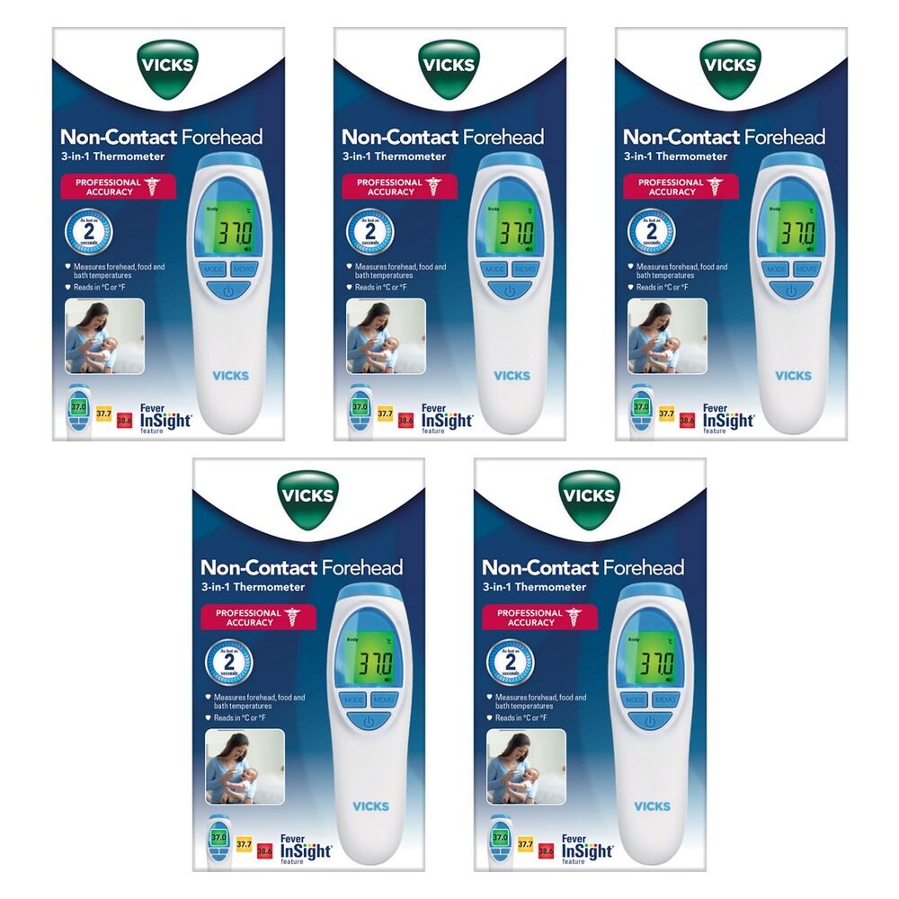 Vicks Non-Contact Forehead 3-in-1 Thermometer Pack of 5