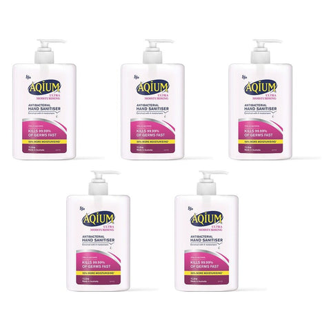 Ego Aqium Antibacterial Hand Sanitiser Ultra Hydrating 1L Pack of 5