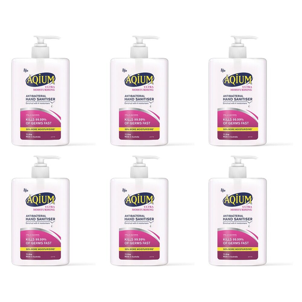 Ego Aqium Antibacterial Hand Sanitiser Ultra Hydrating 1L Pack of 6