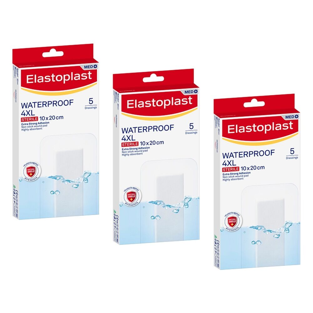Elastoplast Waterproof 4XL Sterile Dressing 5 Pack Bundle of 3