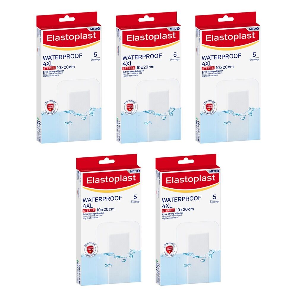 Elastoplast Waterproof 4XL Sterile Dressing 5 Pack Bundle of 5