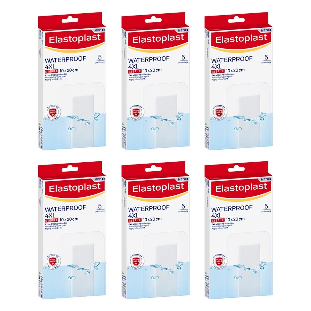 Elastoplast Waterproof 4XL Sterile Dressing 5 Pack Bundle of 6