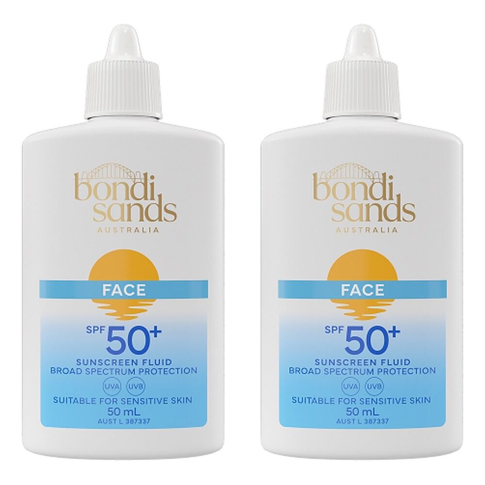 Bondi Sands Face Sunscreen Fluid SPF50+ 50mL Pack of 2