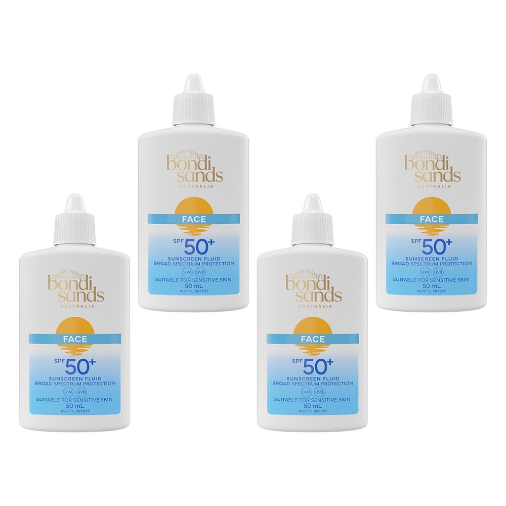 Bondi Sands Face Sunscreen Fluid SPF50+ 50mL Pack of 4
