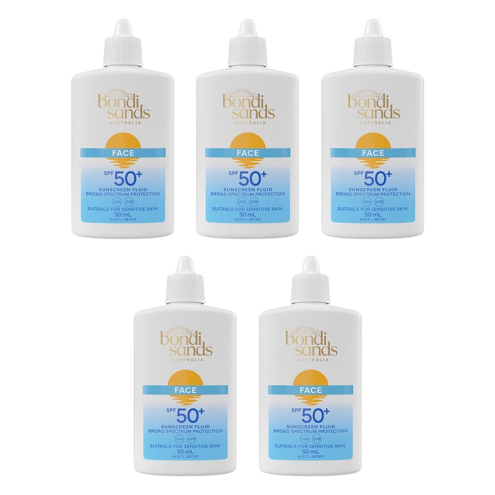 Bondi Sands Face Sunscreen Fluid SPF50+ 50mL Pack of 5