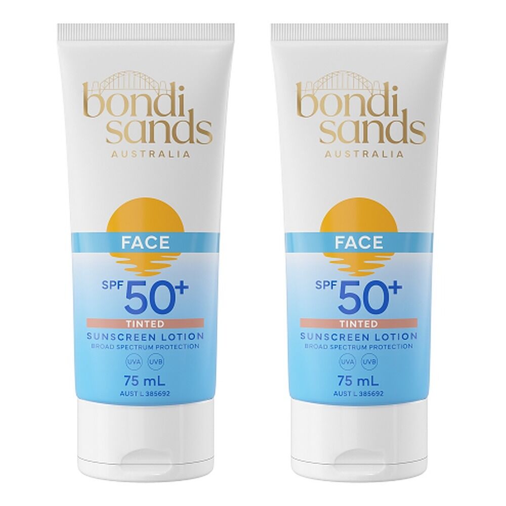 Bondi Sands Face Tinted Sunscreen Lotion SPF50+ 75mL Pack of 2