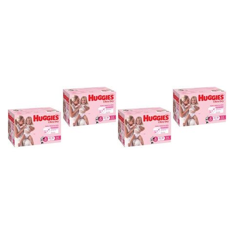 Huggies Nappies Walker Girl 64 Pack Bundle of 4
