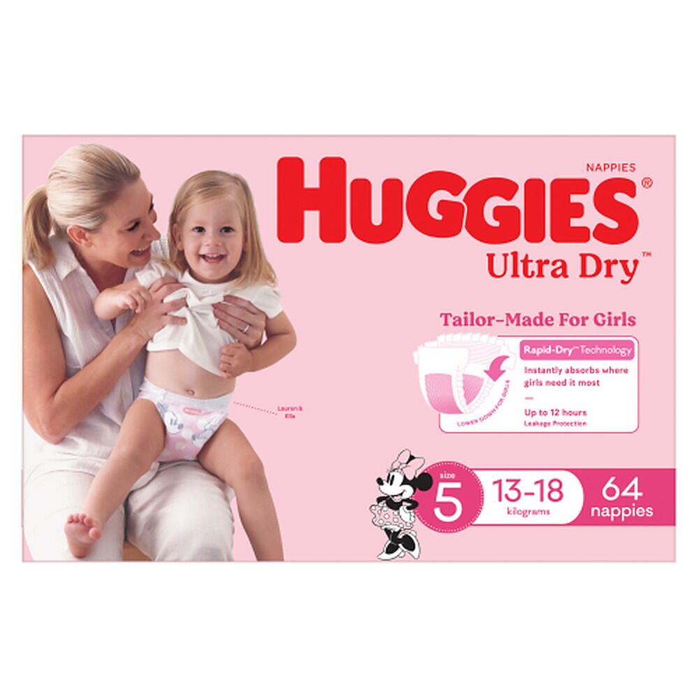 Huggies Nappies Walker Girl 64 Pack