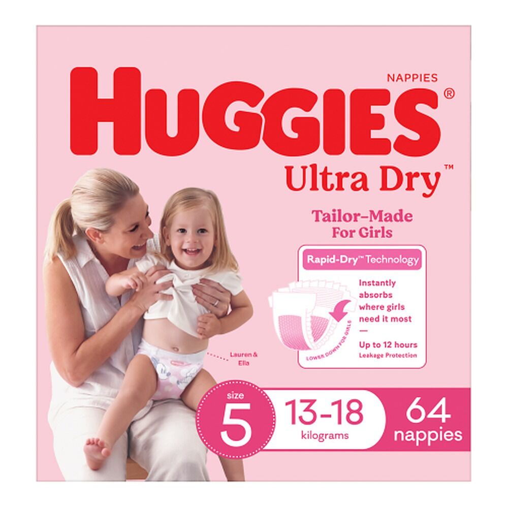 Huggies Nappies Walker Girl 64 Pack