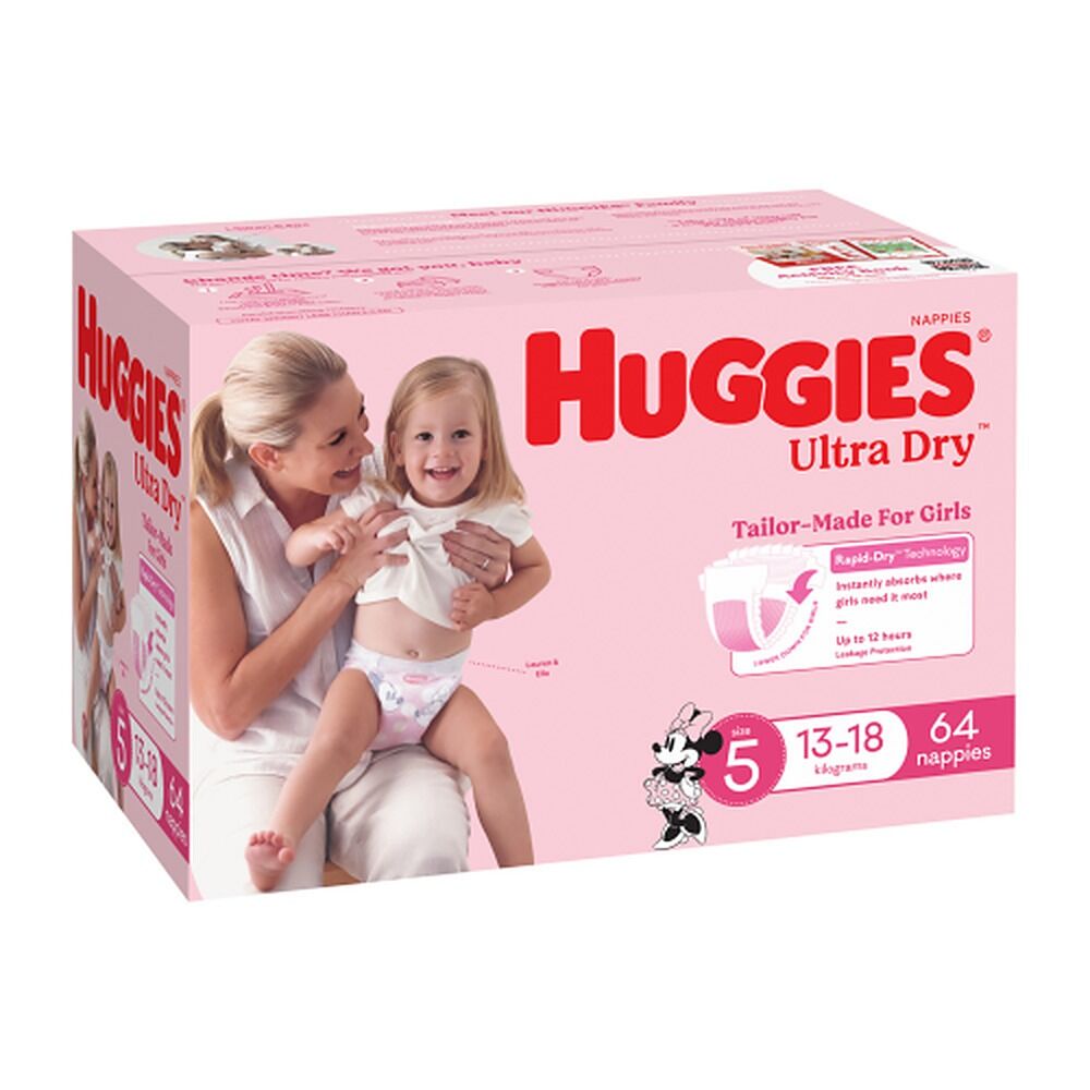 Huggies Nappies Walker Girl 64 Pack