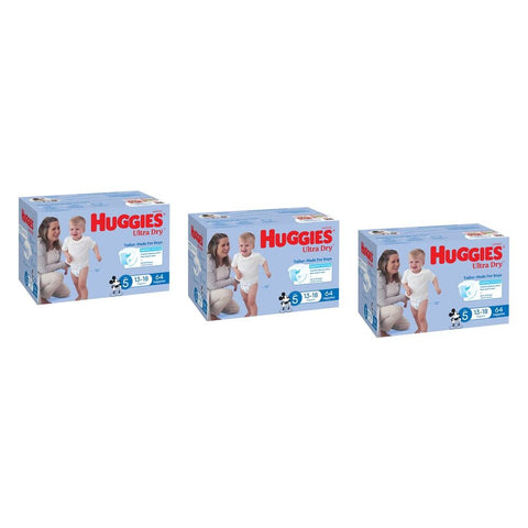 Huggies Nappies Walker Boy 64 Pack Bundle of 3