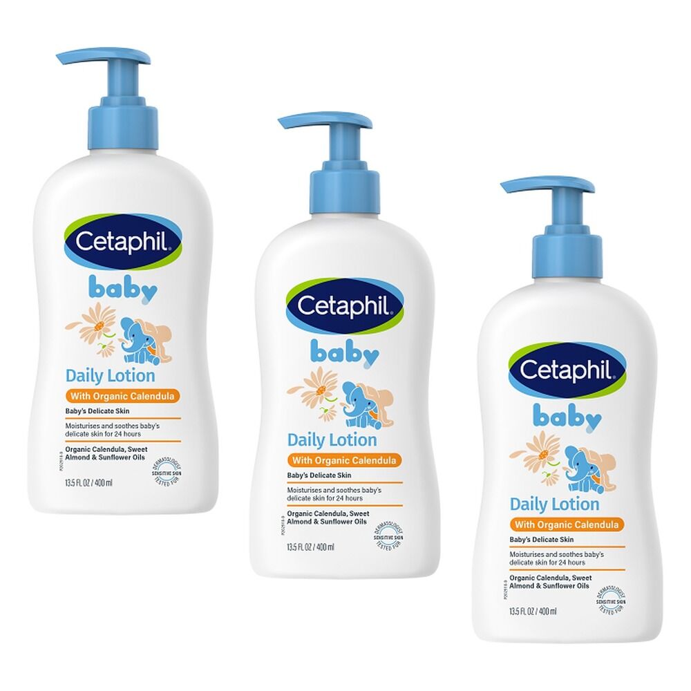 Cetaphil Baby Daily Lotion with Organic Calendula 400mL Pack of 3