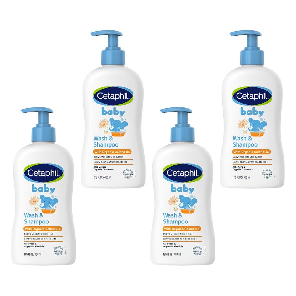 Cetaphil Baby Wash & Shampoo with Organic Calendula 400mL Pack of 4