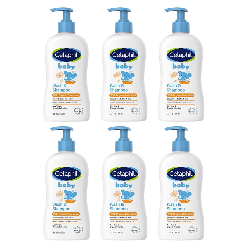 Cetaphil Baby Wash & Shampoo with Organic Calendula 400mL Pack of 6
