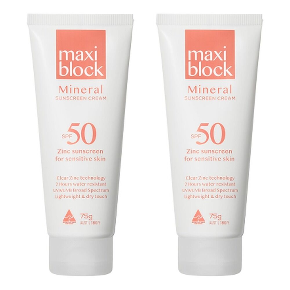 Maxiblock Sun Mineral SPF50 Tube 75g Pack of 2