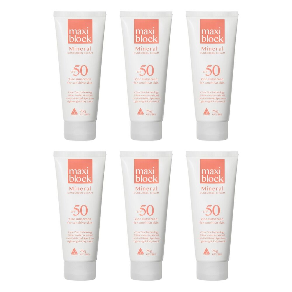 Maxiblock Sun Mineral SPF50 Tube 75g Pack of 6